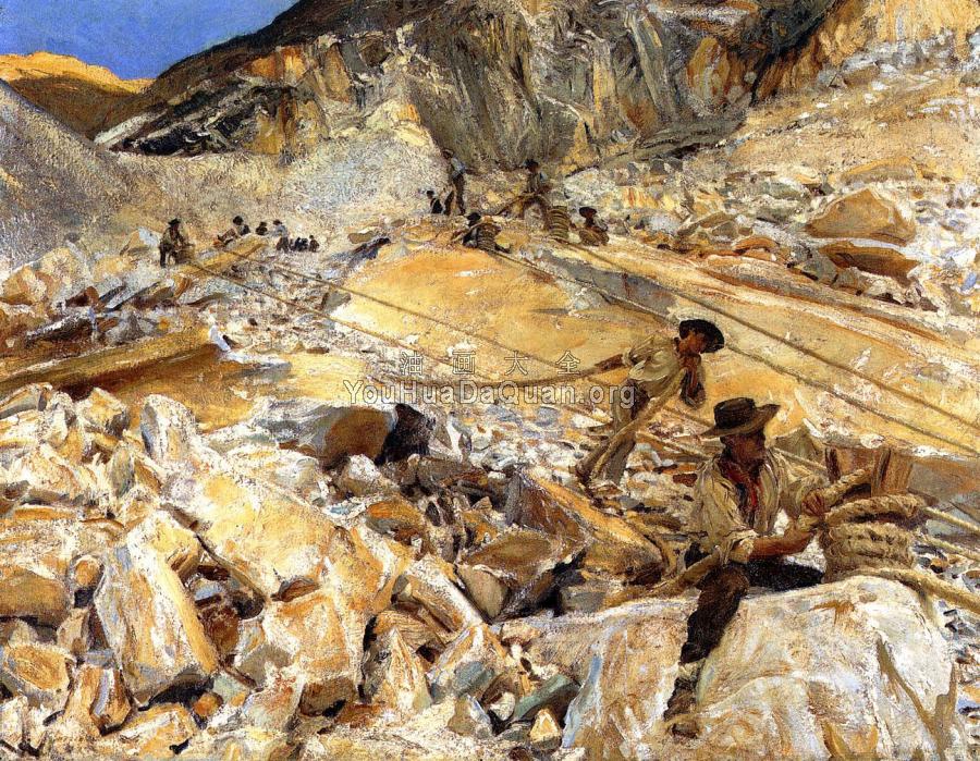Bringing Down Marble from the Quarries in Carrara - 约翰·辛格·萨金特